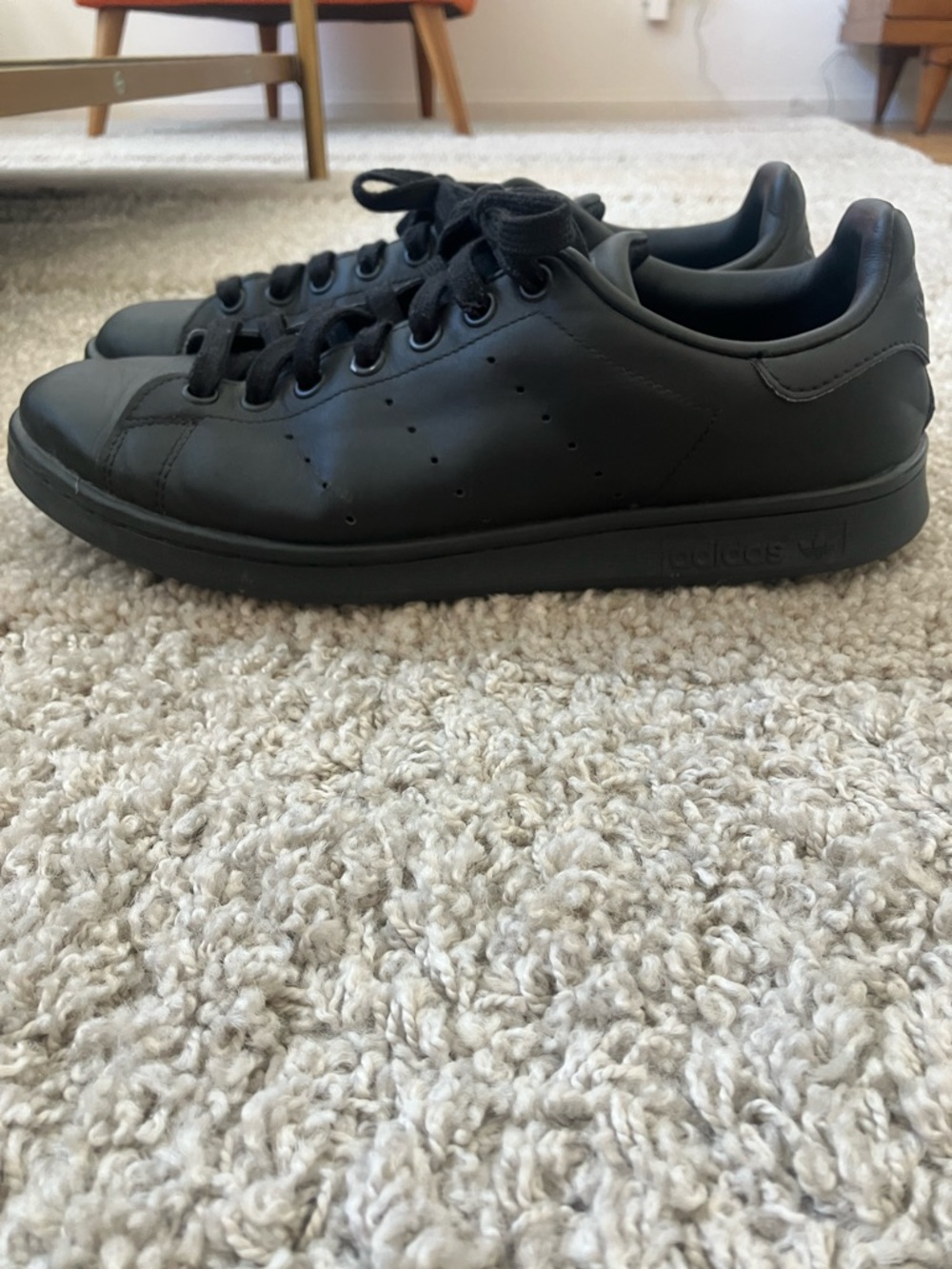 adidas Stan Smith All-Black Leather Sneakers 8.5